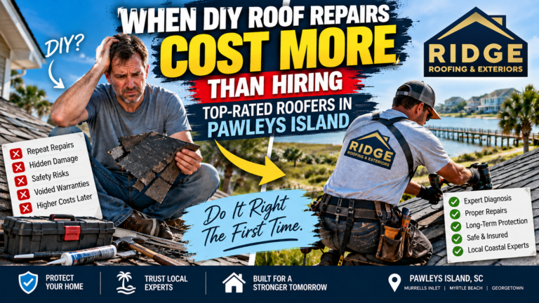 When DIY Roof Repairs Cost More Than Hiring Top-Rated Roofers in Pawleys Island