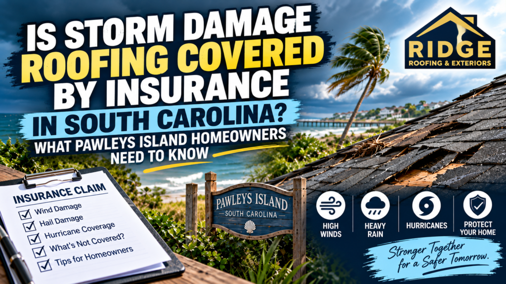 Does homeowners insurance cover storm roof damage in South Carolina? Learn what Pawleys Island homeowners should know about wind, hail, hurricanes, deductibles, inspections, claims, repairs, and roof replacement.